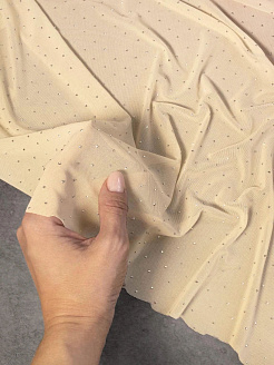 Ткань Сетка-стрейч со стразами - фото №1